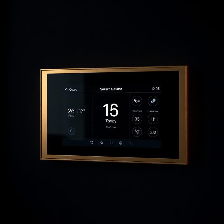 Zenith wall-mounted smart touch panel with gold bezel