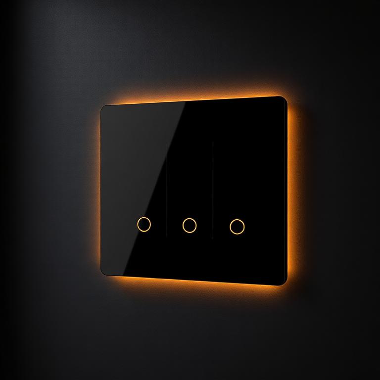 Zenith black glass smart touch switch on a dark wall